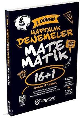 Saydam Yayınları 8. Sınıf LGS Matematik 1. Dönem 16+1 Haftalık Kazanım