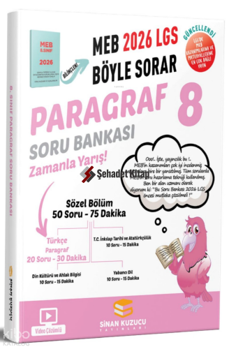 Sinan Kuzucu Yayınları 8. Sınıf 2026 Lgs Meb Böyle Sorar Paragraf Soru