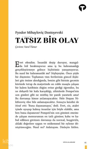 Tatsız Bir Olay | Fyodor Mihayloviç Dostoyevski | Turkuvaz Kitap