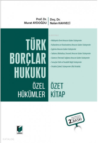 Türk Borçlar Hukuku Özel Hükümler Özet Kitap