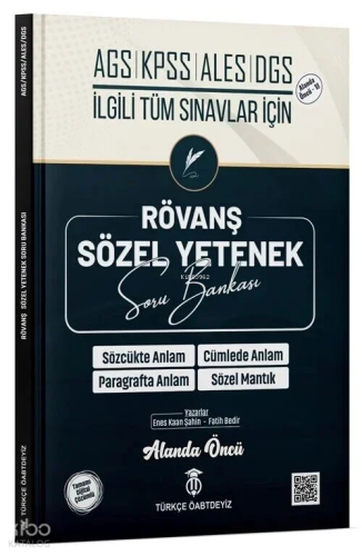 Türkçe ÖABTDEYİZ MEB-AGS KPSS ALES DGS Sözel Yetenek Rövanş Soru Bankası