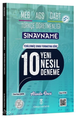 Türkçe ÖABTDEYİZ ÖABT MEB-AGS Türkçe Öğretmenliği Sınavname 10 Deneme Çözümlü