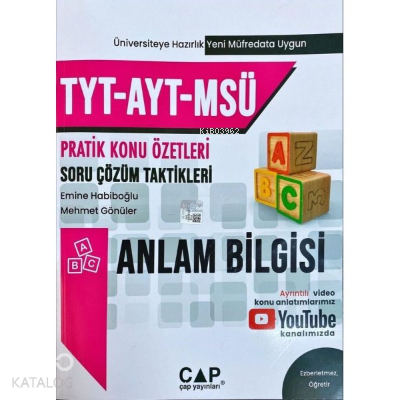 Tyt Ayt Msü Üniv. Hazırlık Anlam Bilgisi - 2022 | Kolektif | Çap Yayın