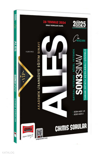 Yargı Yayınevi 2025 ALES Vip Sayısal-Sözel Yetenek Son 3 Sınav Çıkmış 