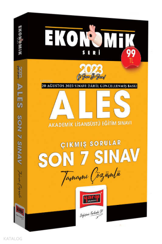 Yargı Yayınları 2023 ALES Ekonomik Seri Çıkmış Son 7 Sınav Soruları Tamamı Çözümlü (20 Ağustos 2023 Sınavı Dahil)