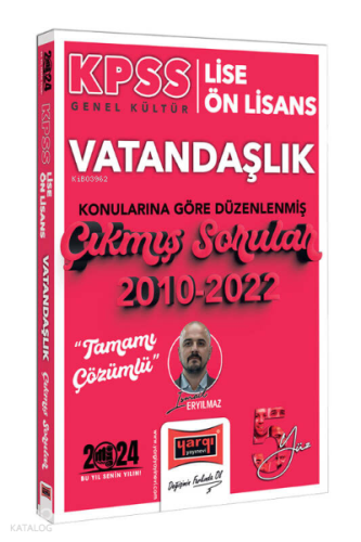 Yargı Yayınları 2024 KPSS Lise Ön Lisans Genel Kültür Vatandaşlık Konularına Göre Düzenlenmiş 2010-2022 Tamamı Çözümlü Çıkmış Sorular