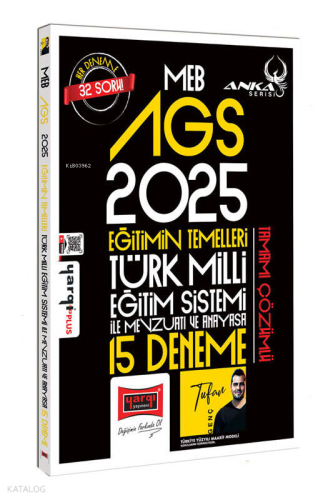 Yargı Yayınları MEB-AGS Anka Serisi Eğitimin Temelleri Türk Milli Eğitim Sistemi İle Mevzuatı ve Anayasa 15 Deneme