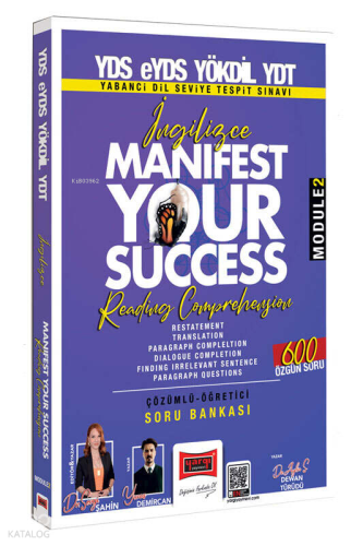 Yargı Yayınları  YDS eYDS YÖKDİL YDT İngilizce Manifest Your Success Reading Comprehension Soru Bankası (Modüle 2)