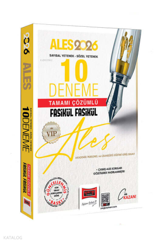 Yargı Yayınları 2026 ALES VIP Sayısal-Sözel Yetenek Tamamı Çözümlü Fasikül Fasikül 10 Deneme