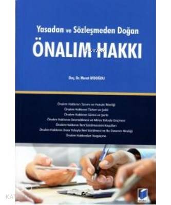Yasadan ve Sözleşmeden Doğan Önalım Hakkı