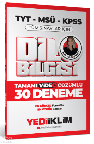 Yediiklim Yayınları 2026 KPSS MSÜ TYT Dil Bilgisi Tamamı Video Çözümlü Tüm Sınavlar için 30 Deneme