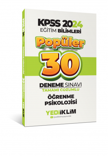 Yediiklim Yayınları 2024 Eğitim Bilimleri Öğrenme Psikolojisi Popüler Tamamı Çözümlü 30 Deneme