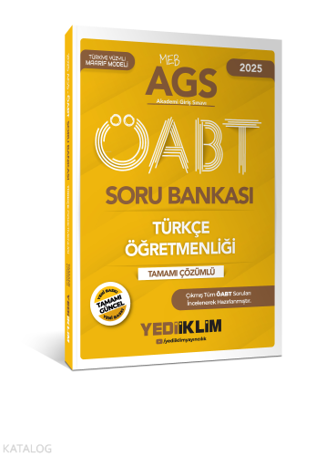 Yediiklim Yayınları 2025 MEB-AGS ÖABT Türkçe Öğretmenliği Tamamı Çözümlü Soru Bankası