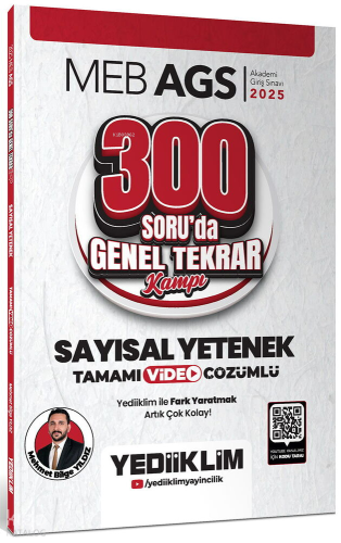 Yediiklim Yayınları 2025 MEB AGS Sayısal Yetenek 300 Soruda Tamamı Video Çözümlü Genel Tekrar Kampı