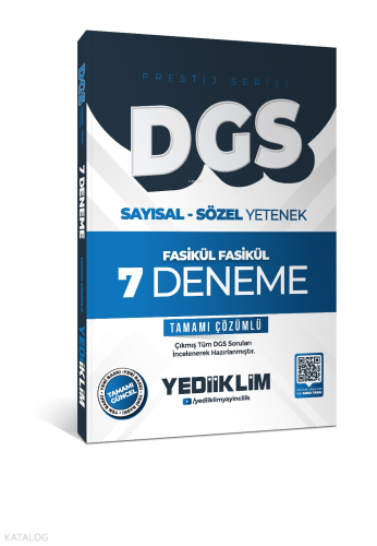 Yediiklim Yayınları 2026 DGS Prestij Serisi Sayısal Sözel Yetenek Tamamı Çözümlü Fasikül Fasikül 7 Deneme