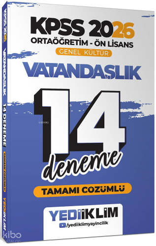 Yediiklim Yayınları 2026 KPSS Ortaöğretim Ön Lisans Genel Kültür Vatandaşlık Tamamı Çözümlü 14 Deneme