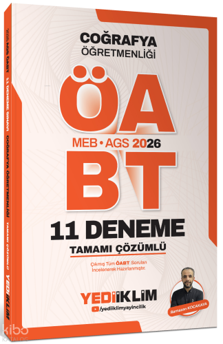 Yediiklim Yayınları  2026 MEB AGS ÖABT Coğrafya Öğretmenliği Tamamı Çözümlü 11 Deneme