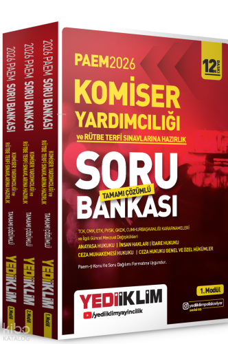 Yediiklim Yayınları 2026 PAEM Komiser Yardımcılığı ve Rütbe Terfi Sınavlarına Hazırlık Modüler Set Tamamı Çözümlü Soru Bankası 3 Modül