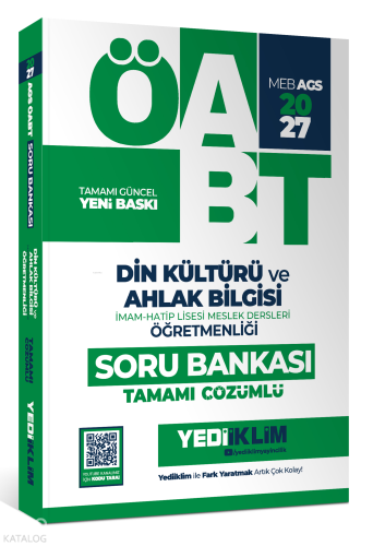Yediiklim Yayınları 2027 MEB AGS ÖABT Din Kültürü ve Ahlak Bilgisi Öğretmenliği Tamamı Çözümlü Soru Bankası