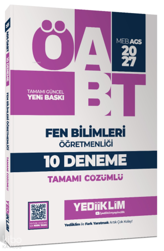 Yediiklim Yayınları 2027 MEB AGS ÖABT Fen Bilimleri Öğretmenliği Tamamı Çözümlü 10 Deneme