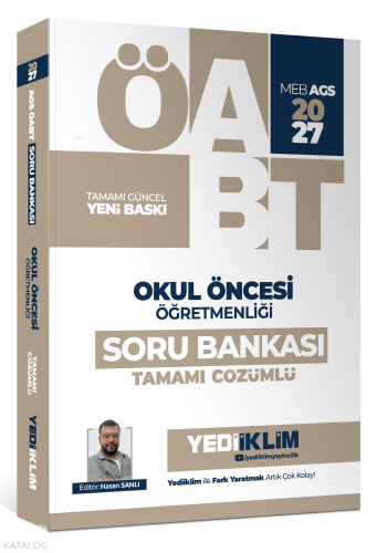 Yediiklim Yayınları 2027 MEB AGS ÖABT Okul Öncesi Öğretmenliği Tamamı Çözümlü Soru Bankası