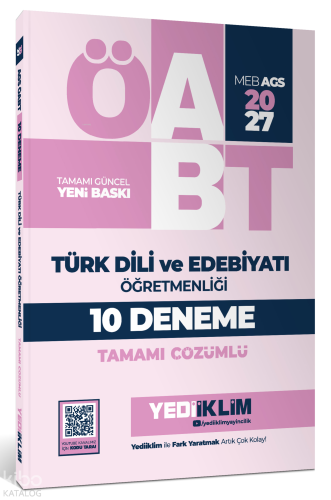 Yediiklim Yayınları 2027 MEB AGS ÖABT Türk Dili ve Edebiyatı Öğretmenliği Tamamı Çözümlü 10 Deneme Sınavı