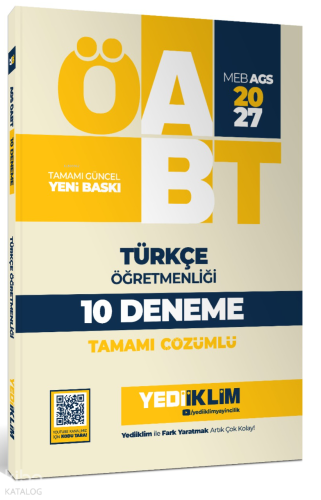 Yediiklim Yayınları 2027 MEB-AGS ÖABT Türkçe Öğretmenliği Tamamı Çözümlü 10 Deneme