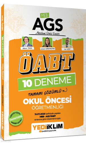 Yediiklim Yayınları AGS ÖABT Okul Öncesi Öğretmenliği Tamamı Çözümlü 10 Deneme Sınavı