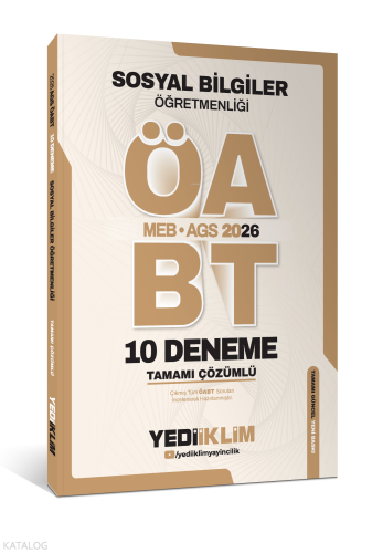 Yediiklim Yayınları AGS ÖABT Sosyal Bilgiler Öğretmenliği Tamamı Çözümlü 10 Deneme Sınavı