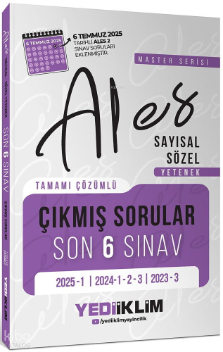 Yediiklim Yayınları ALES Master Serisi Sayısal Sözel Yetenek Tamamı Çözümlü Son 6 Sınav Çıkmış Sorular (6 Temmuz 2025 Ales-2 Ekli)