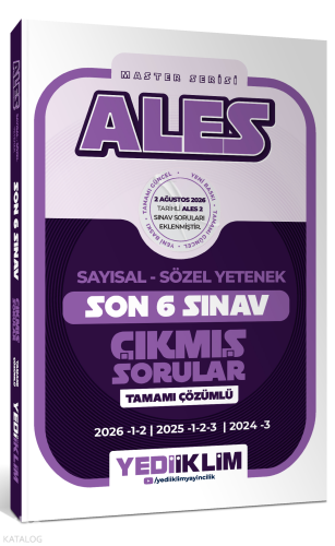 Yediiklim Yayınları ALES Sayısal Sözel Yetenek Tamamı Çözümlü Son 6 Sı