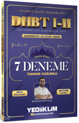 Yediiklim Yayınları Diyanet İşleri Başkanlığı DHBT I-II Ortaöğretim - Önlisans - Lisans Tamamı Çözümlü 7 Deneme