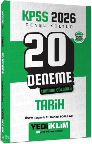 Yediiklim Yayınları KPSS 2026 Genel Kültür Tarih Tamamı Çözümlü 20 Deneme
