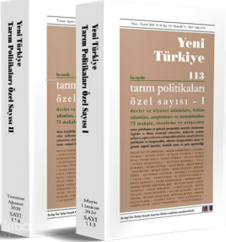 Yeni Türkiye Tarım Politikaları Özel Sayısı Sayı: 113-114 (2 Cilt)