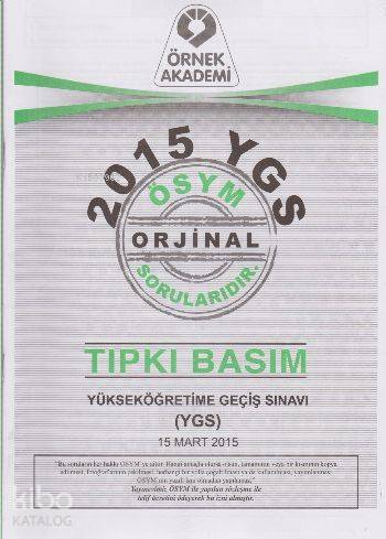 YGS 2015 Soru Kitapçığı Tıpkı Basım